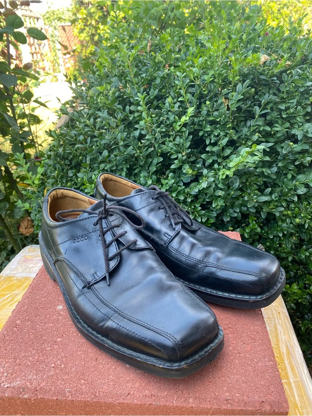 Ecco Men's Black Leather Lace-Up Dress Shoes Size 45/12US
